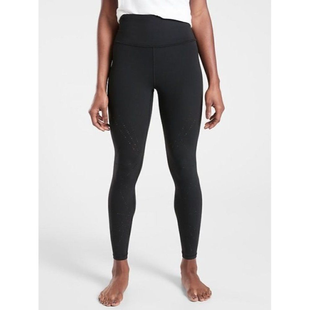 Athleta Elation Lasercut 7/8 Length Leggings Tight Black Size Small 566845 Yoga